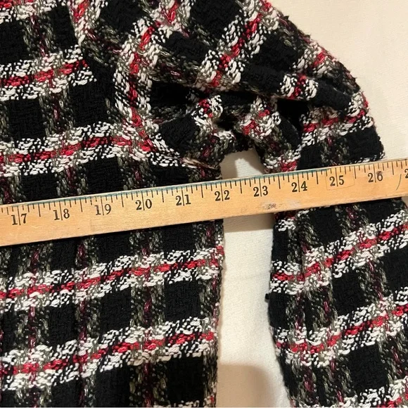 Zara Black/Red Tweed/Textured Moto Jacket - Picture 4 of 12